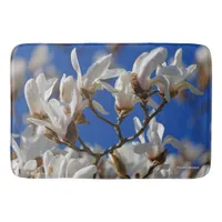 Beautiful White Magnolia Sargentiana Flowers Bathroom Mat