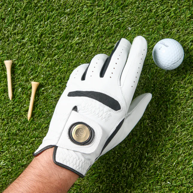 Metallic Gold Steel Engraved Monogram Golf Glove