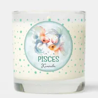 Cute Watercolor Illustration Pisces Zodiac Name Scented Candle
