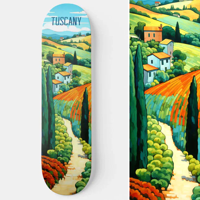 Painting of Tuscany Italy | Travel Art Skateboard