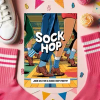 Retro Sock Hop Party Invitation