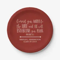 Christian Bible Verse Typography Red Graduation Paper Plates