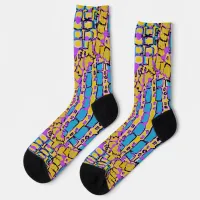 Crocodile Skin Yellow Blue Purple Abstract Art Socks