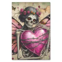 Fantasy Skeleton With Barbed Wire Heart decoupage Tissue Paper