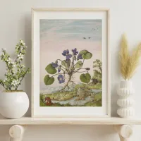 16th Century Vintage Violet Watercolor Poster