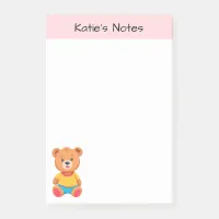 Cute Colorful Teddy Bear Kids Personalized Post-it Notes