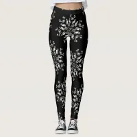 *~* Never Too Many Snowflakes Black & White Leggings