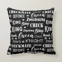 Chess Pieces Knight Queen Rook King Pattern Throw Pillow