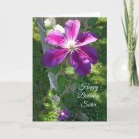 Happy Birthday Sister Purple Flower Clematis Card