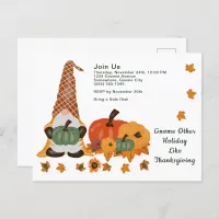 Gnome Pumpkins Leaves Thanksgiving Day Postcard