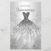 Budget Silver Sparkle Dress Quincea&#241;era Invitation