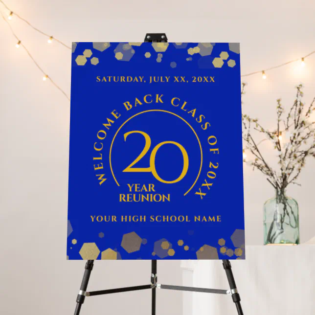 Blue & Gold School College Class Reunion Welcome Foam Board