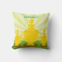 Cute Winning Customizable Triple Trophy Award Throw Pillow