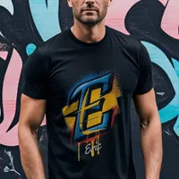 Customizable Bold Graffiti Letter 'E' Initial T-Shirt