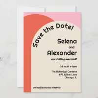 Bright 70s Style Pink & Orange Save the Date Invitation