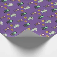 Cute Witch, Vampire and Mummy Halloween Party Wrapping Paper