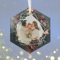 Christmas Holly Wreath Photo Ornament