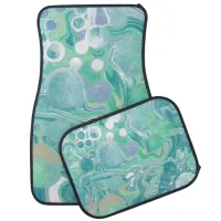 Teal Green Blue Marble Fluid Art  Car Floor Mat