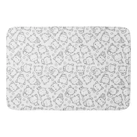 Cute Kittens and polka dots Black & White Bath Mat