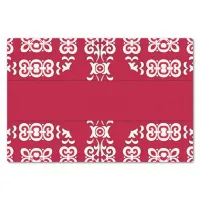 Elegant Festive Red and White Damask Pattern Tissue Paper