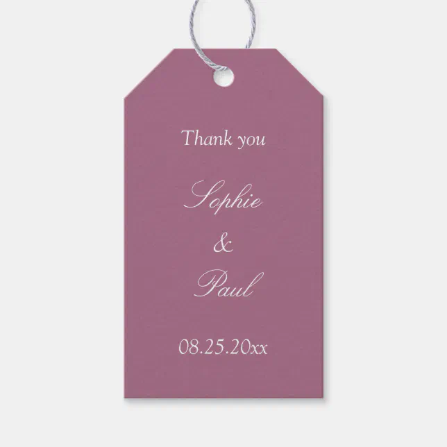 Mauve Wedding Favor Thank You Gift Tags