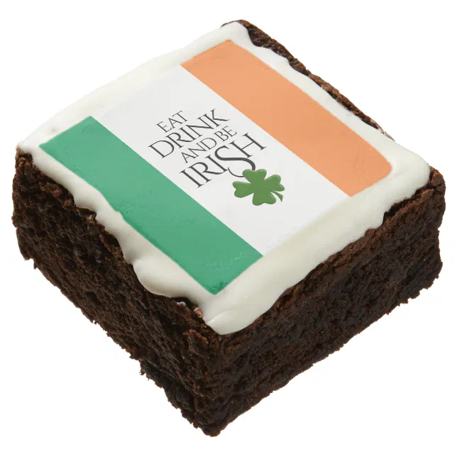 Shamrock Eat Drink and Be Irish Flag Brownie