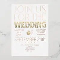 Bold Modern Rustic Boho Floral Greenery Wedding Foil Invitation