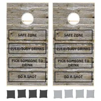 Rustic Faux Wood Drinking Rules Outdoors Game