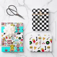 Fifties Diner Nostalgic Couple Holding Hands  Wrapping Paper Sheets