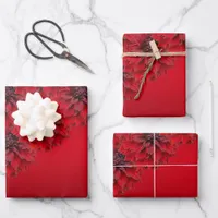 Blood red dahlias in gothic style wrapping paper sheets