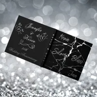 Silver Foil on Black 25th Wedding Anniversary | Foil Guest Book