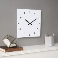 Black Number Clock Face White Color Square Clock