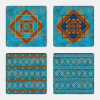 Southwest Mountain Peaks Geometric Assorted Design Coaster Set