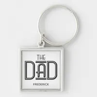 THE Dad Black White Text Personalized Keychain