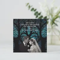 Wedding Couple made of paper on blue tree of life