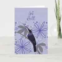 Abstract Floral Botanical Bird Get Well Card