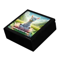 Cute Alpaca Meditating on Lotus Pad in Lake Gift Box