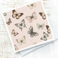 Cute Neutral Butterflies, Muted Tones Pale Pink Napkins
