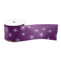 Purple and White Snowflakes Christmas Gift Satin Ribbon