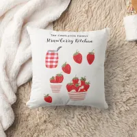 Strawberries and Cream Summer Red White Pretty Throw Pillow