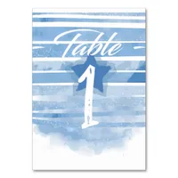 Patriotic Blue Stripes and Star, 4th of July Table Number