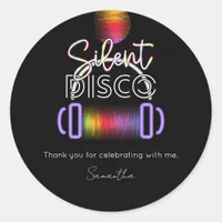 Silent Disco Neon Headphones Adult Birthday Party Classic Round Sticker