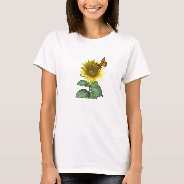 Pretty Sunflower and Butterfly T-Shirt