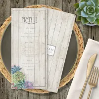 Succulents and Rustic Wood Wedding Menu ID515