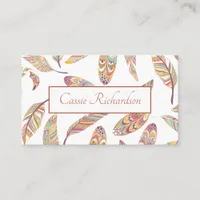 Boho Aztec Feather Pattern Business Card