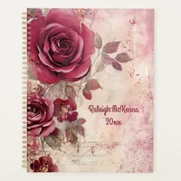 Red Roses Junk Journal Style Illustration Classic  Planner