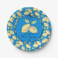 Cute Lemon Blue Citrus Bridal Shower Main Squeeze Paper Plates