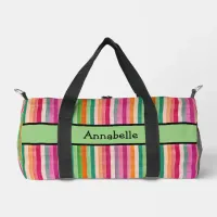 Red and Green Vibrant Stripe  Duffle Bag
