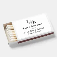 Minimalist Monogram Ampersand Custom White Wedding Matchboxes