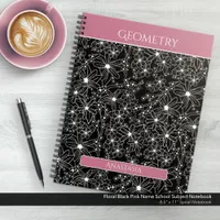 Daisy Wildflower Black Pink Name School Subject Notebook